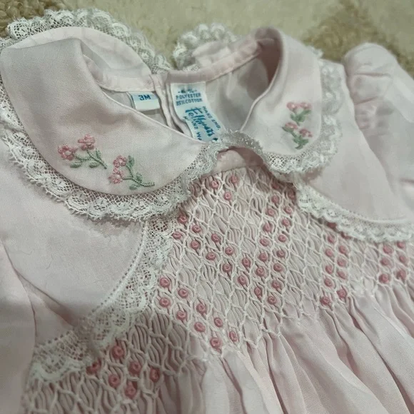 Feltman Brothers Pink Rose Lace Embroidered Smock - Picture 4 of 4